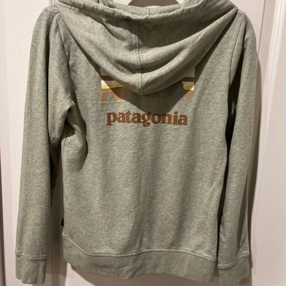 Patagonia Sage Green Full-Zip Hoodie 2 Front Pockets XS